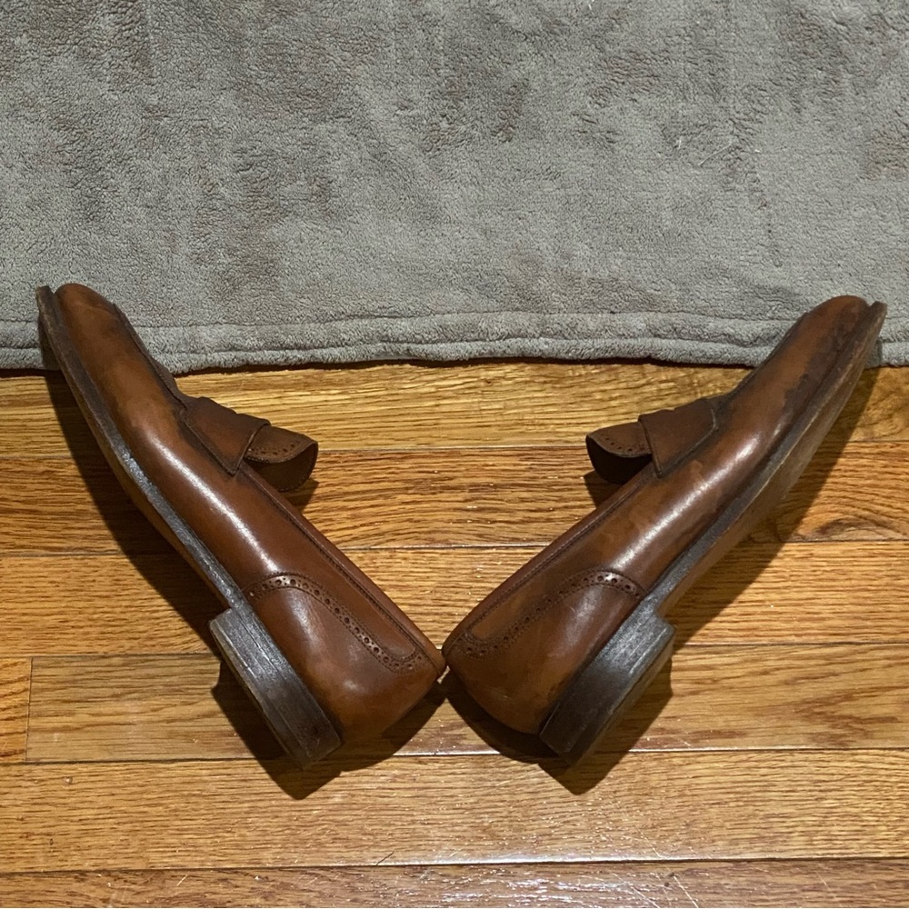 Brooks Brothers Peal & Co Made in England Classic Brown Leather Penny Loafers 9D - Picture 4 of 7